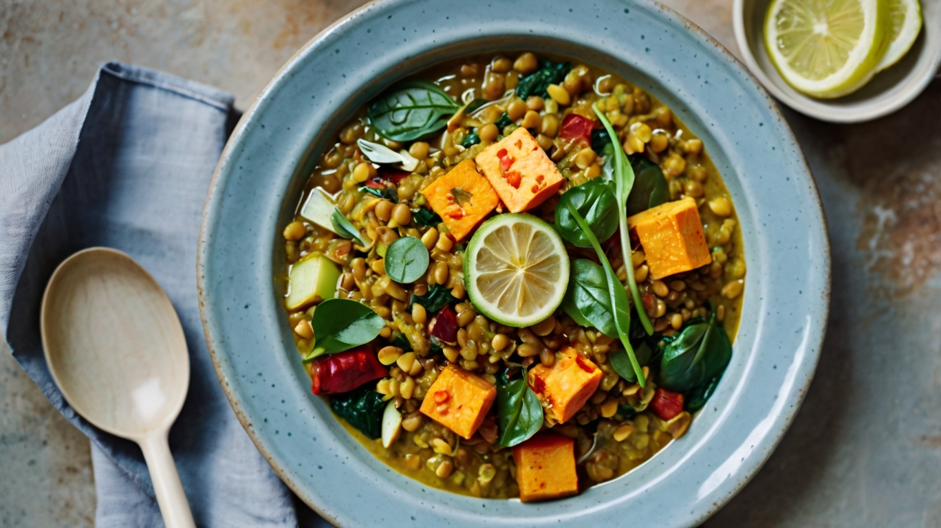 Spinach, Sweet Potato & Lentil Dhal Recipe