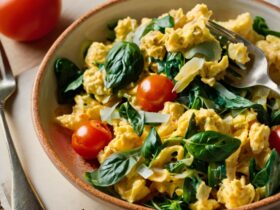 Scrambled Eggs With Basil, Spinach & Tomatoes Recipe